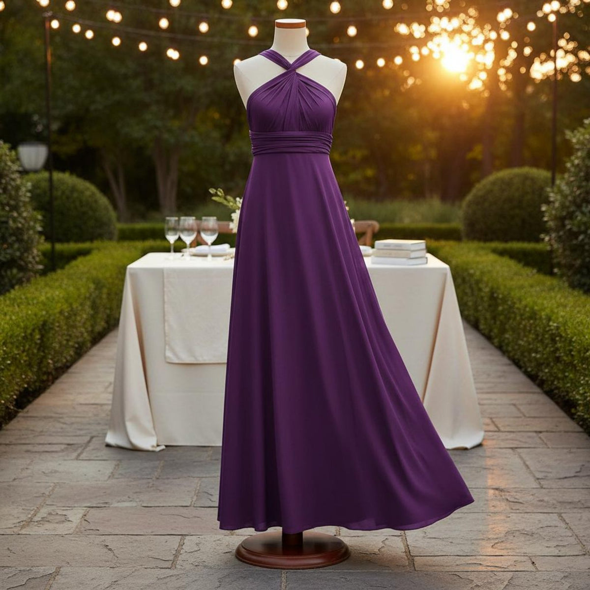 Convertible Bridesmaid Dress Floor Length Women's Clothing Elegant for Wedding