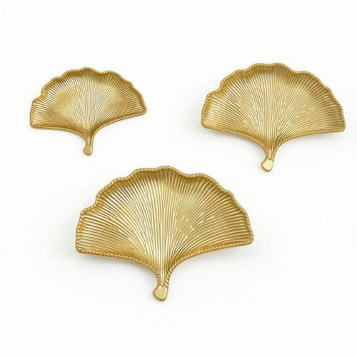 3 Pieces Ginkgo Leaf Tray Raised Border foliageShaped Tray Shallow