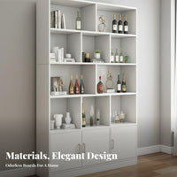 Floor Standing Beverage Cabinet Sturdy Display Shelf Storage Organizer Multi-tier Bookcase Engineered Wood Suitable for Collectors Adults Study Bedroom Living Room Home Decoration