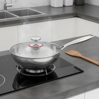 No Coating Stainless Steel Wok All Stovetops Compatible Flat Bottom Wok Even Heat Distribution Uncoated Stir-Fry Pan Warp-Proof Base for Beginners