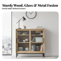 Nordic Design Fluted Glass Door Cabinet Modern design Sideboard Multi-Functional Storage Furniture for Homeowners, Apartment Dwellers, Families, Dining Room, Entryway, Home Office, Kitchen