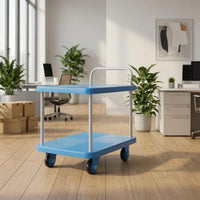 Two-Tier Hand Cart Reinforced Transport Gear Smooth Rolling Wheels