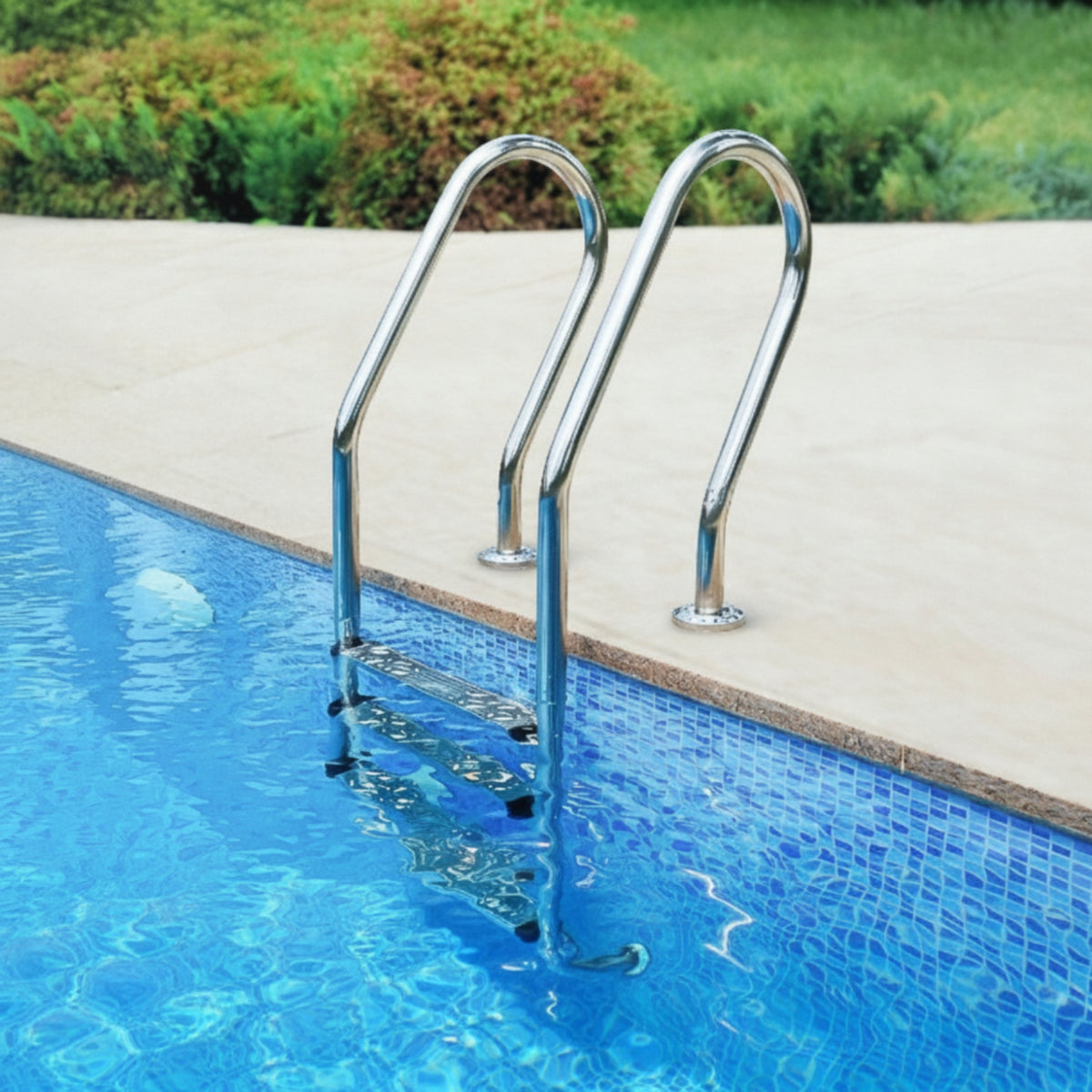 Swimming Pool Ladder with Handrails Non-Slip Stainless Steel Pool Ladder No-Embedding for Backyard