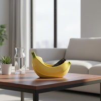 Banana Shaped Ceramic Tray Rounded Home Decor Item Yellow for Countertop
