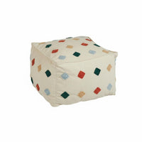 Square Boucle Ottoman Nordic Design Embroidered Cube Seat Comfortable