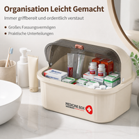 Pill organizer with multiple compartments, medication box 1L, portable medication storage made of PP, cream/transparent