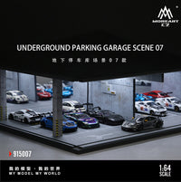 1:64地下停车库场景模型仿真合金车模展示防尘收纳小汽车灯光摆件