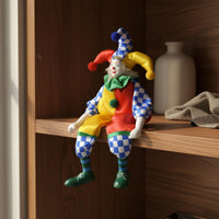 Dangling Leg Clown Ornament Colorful Ceramic Clown Doll Collectible