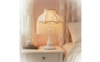 Fringe Table Lamp Decorative Table Lamp with Textile Shade Vintage-Inspired Princess-Style for Girls, Bedroom, Reading Corner