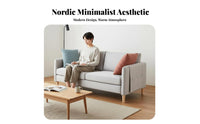 Nordic design Fabric Sofa with Wooden Legs Modern Design Upholstered Settee with Legs Comfortable pading Couch Removable slipcoverings for Apartment Dwellers, Families, Homeowners, Small Spaces, Lounge Area, Home