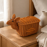 Lidded Storage Basket Decorative Household Item Easy to Carry for Tabletop