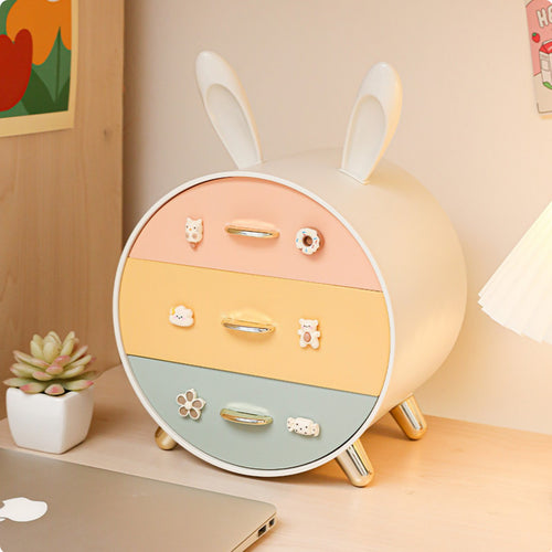 3 Layer Desktop Drawer Cute Desktop Drawer Bunny Storage Box for Dorm Room, Bedroom
