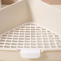 Triangular Guinea Pig Litter Tray with Removable Waste Tray, Large High-Wall Litter Box for Long-eared Animals and Chinchillas, Space-Saving Toilet