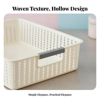 Handled Tote Basket Woven Design Household Storage modifyable for Desktop, Closet