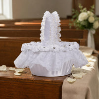 Lace Flower Girl Basket Handmade Ceremonial Decor Decorative for Ceremony