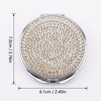 Compact Folding Mirror Double Sided for Handbag, Portable Travel Makeup for Women and Girls, Square Pocket with Rhinestone