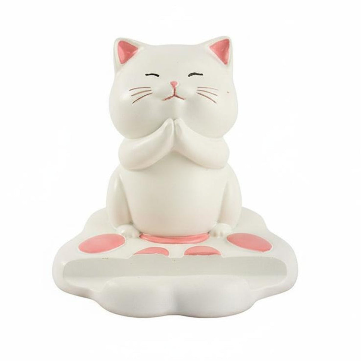 Cat Phone Holder Two-Way Function Praying Cat Figurine Great Gift Idea