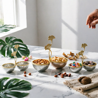 Connected Snack Bowls Candy Dish with Handle Reusable Snack Bowl for Tabletop, Coffee Table