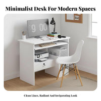 space-efficient Desk with Keyboard Tray Minimalist design Computer Table adaptable Use