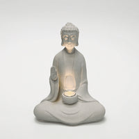 Zen Statue with LED Minimalist Garden Ornament Textured for Tabletop, Gardeners