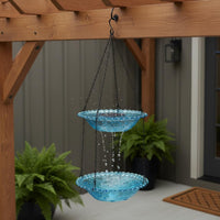Solar Powered Bird Bath Fountain Cascading Water Solar Hanging Bird Bath