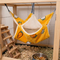 Double Layer Small Animal Hammocks for Cage, Padded Flannel Ferret Hammock, L Size 34x34cm Hanging Fleece Bed for Squirrel and Chinchilla Use