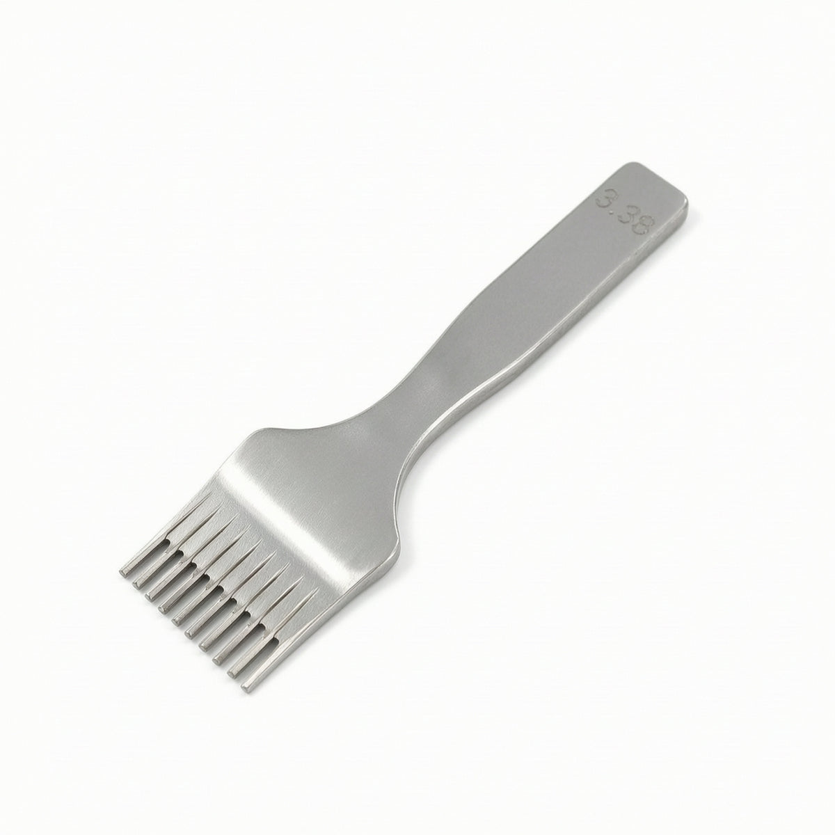 Ten-Tooth Pricking Iron Steel Tool Brushed-Finish for Leatherworking, Workshops