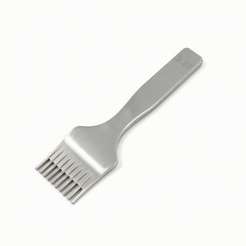 Ten-Tooth Pricking Iron Steel Tool Brushed-Finish for Leatherworking, Workshops