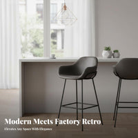 Upholstered Metal Frame Stool Retro Design Bar Chair manufacturing-inspired aesthetic Protective Floor Glides for Bistro