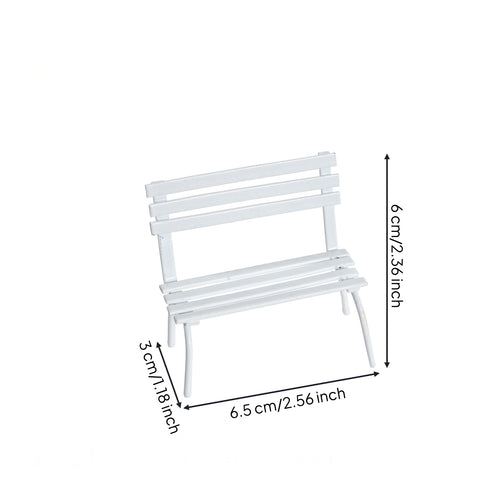 Slatted Metal Bench Tabletop Miniature Decor Compact Size