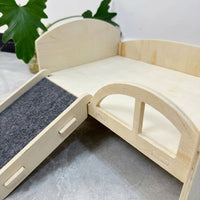 Double Story Hamster Cage and Wooden Hamster House, Hamster Level with Sleeping Chamber Wood Play and Rest Hub for Small Species