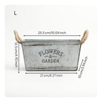Metal Planter with Rope Handles Distressed Container Versatile for Bookshelf