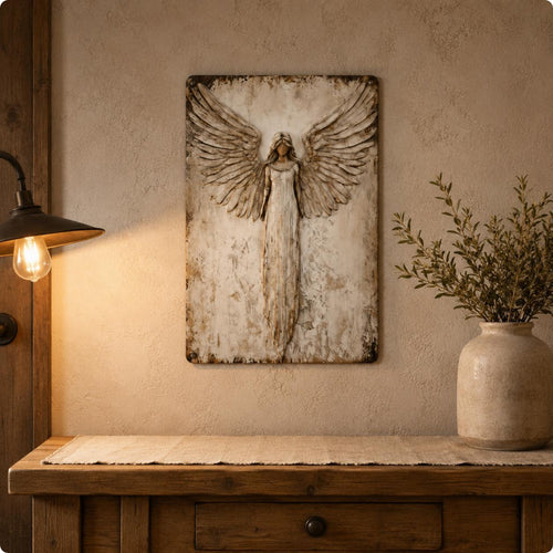 Protective Angel Wall Art Weathered Rustic Protective Angel Sign Ready to Hang