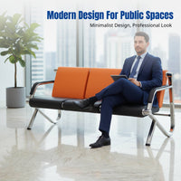 Waiting Chair for Public Spaces, Row Seating Bench, Airport Hospital Clinic, Metal Frame, Modern Design