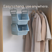 Plastic Closet Organizer Hanging Basket, Stackable Rack