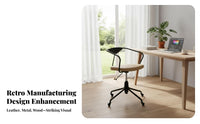 Retro design Ergonomic Rolling Chair Nordic Design Wheeled Shell Chair Height Adjustable rotate Seat centerrear support for Home Workers, Students, Adults, Study Room, Workstation, Bedroom