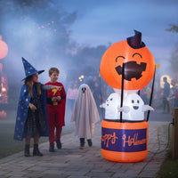 Outdoor Halloween Inflatable Pumpkin Ghost Inflate Halloween Inflatable Ghost Lighted Yard Decoration Illuminated for Lawn, Porch, Haunted House