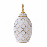 White and Gold Ceramic Vase Artistic Design Modern Ceramic Flower Holder