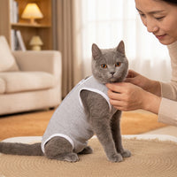 Post Surgery Cat Suit, Sleeveless Vest Style Cat Recovery Suit, Adjustable Anti Licking Cat Spay Recovery Suit and Cat Neuter Recovery Suit