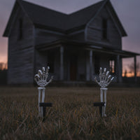 2 Pieces Halloween Skeleton Hand Stakes Articulated Skeleton Arm Stakes Spooky Decorations Plastic for Yard, Lawn, Garden, Haunted House