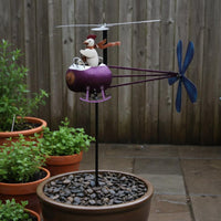 Chicken Helicopter Wind Vane Fun Design Rooster Helicopter for Patio