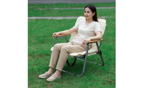 Portable Camping Chair Foldable Folding with Wooden Armrests No Assembly Required Beach Outdoor Chair for Anglers, Patio