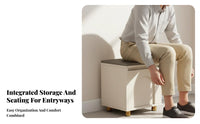 Two-in-Single Purpose Shoe Changing Stool with Cabinet Padded Seat Cushisingled Shoe Cabinet Soft Cushion Entryway Bench Minimalist Design for Apartment Dwellers, Homeowners, Families, Hallway, Foyer, Mudroom, Cloakroom