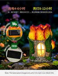 跨境新品树脂郁金香花卉太阳能造景房装饰户外庭院花园假山草坪
