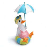 Duck Figurine with Umbrella Whimsical Duck with Umbrella Playful for Courtyard