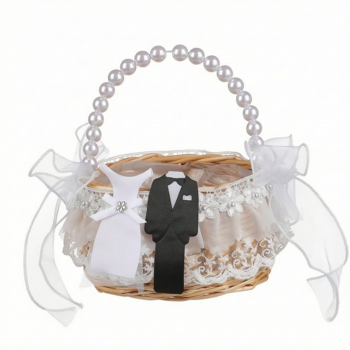 Flower Girl Basket Small Basket with Handle Decorative for Wedding Ceremonies