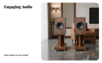 Adjustable Feet Solid Wood Speaker Stand Vibration Reduction Bookshelf Speaker Stand Shock Absorbing Audio Accessory High-Fidelity Grade for Audiophiles, Home Theater
