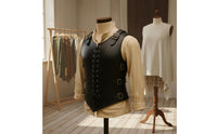 Nordic Cosplay Vest Leather Chest Vintage Design Faux Leather Half-Cuirass for Cosplayers, Themed Parties, Halloween