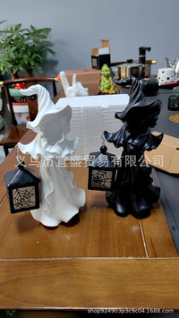 Halloween Witch Ghost Ornament with LED Light for Home Decor