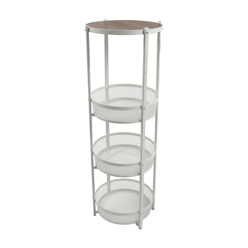 Rolling Cart with Wood Top Mobile Furniture Sturdy for Bedroom